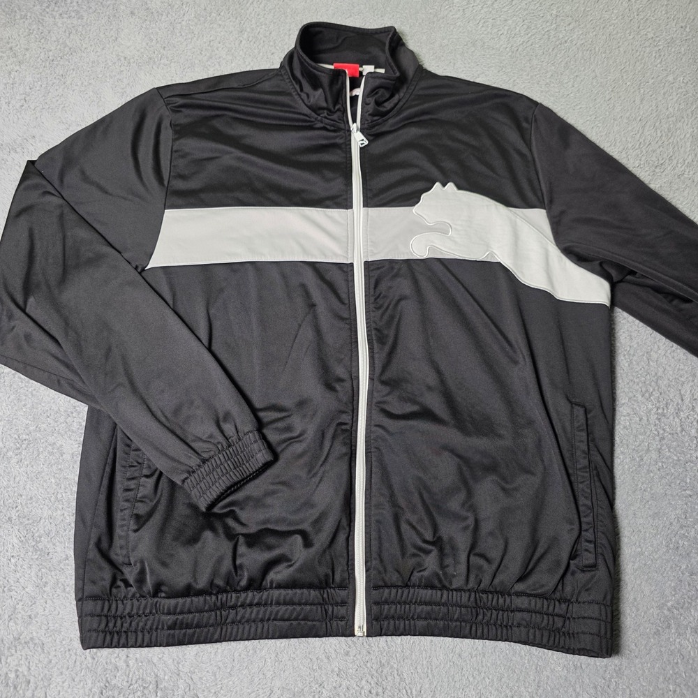 Puma Mens XXL Track Jacket Black White Big Logo Full Zip 815967